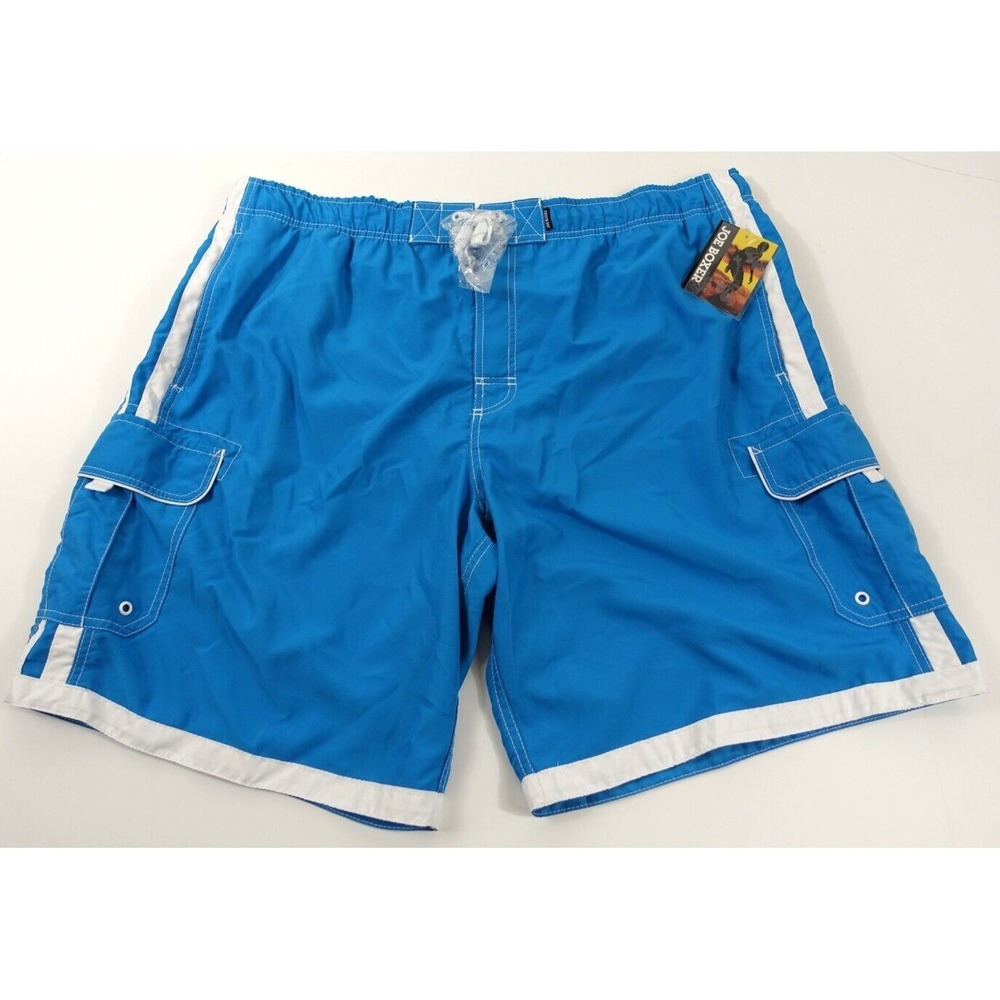 Joe Boxer Cargo Swim Shorts Men XXL Brief Mesh Lining Pockets Elastic Waist Blue